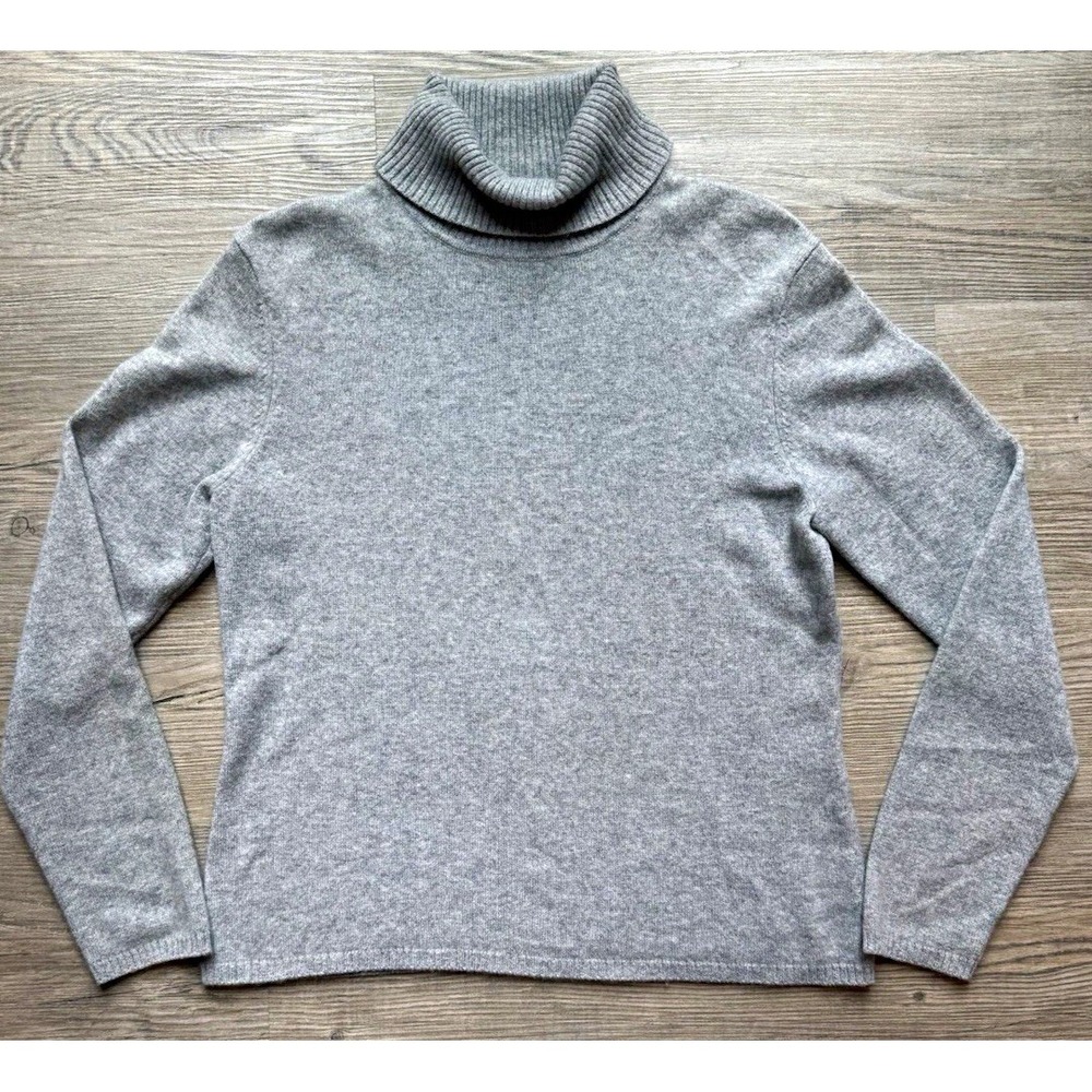 Gray 100% Cashmere Turtleneck Ribbed Knit Pursuits Ltd Sweater Womens M